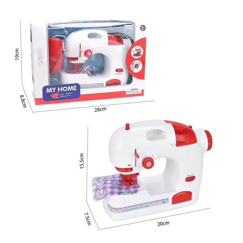 Fancy Red Electric Sewing Machine Pretend Play Set Educational Toy