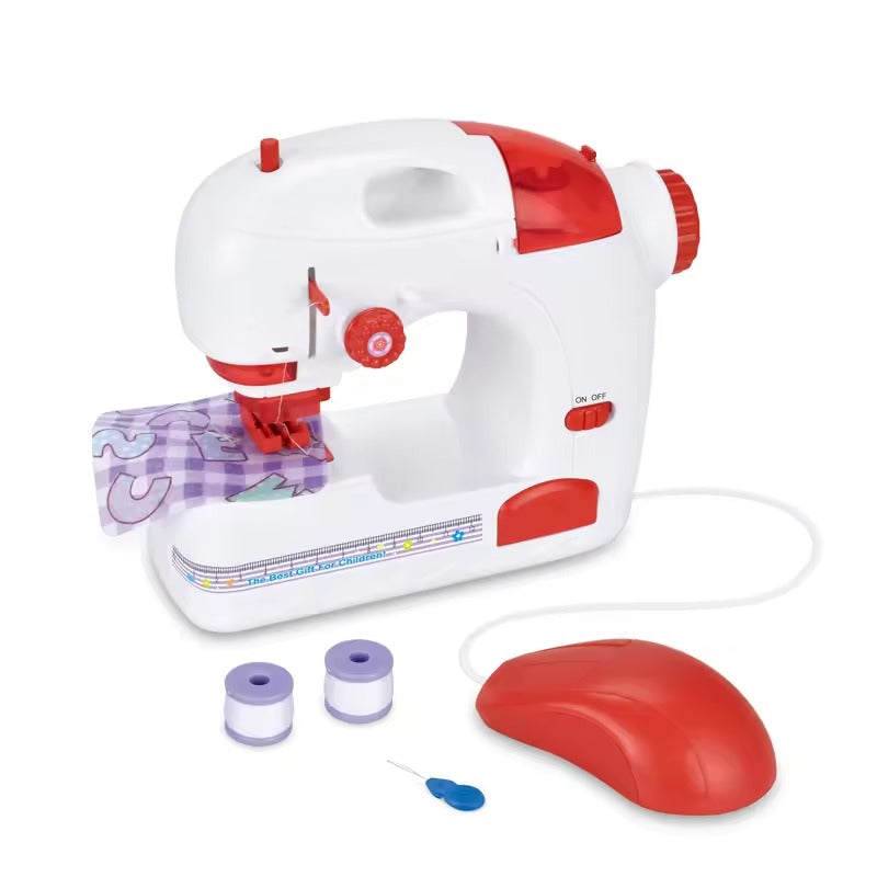 Fancy Red Electric Sewing Machine Pretend Play Set Educational Toy