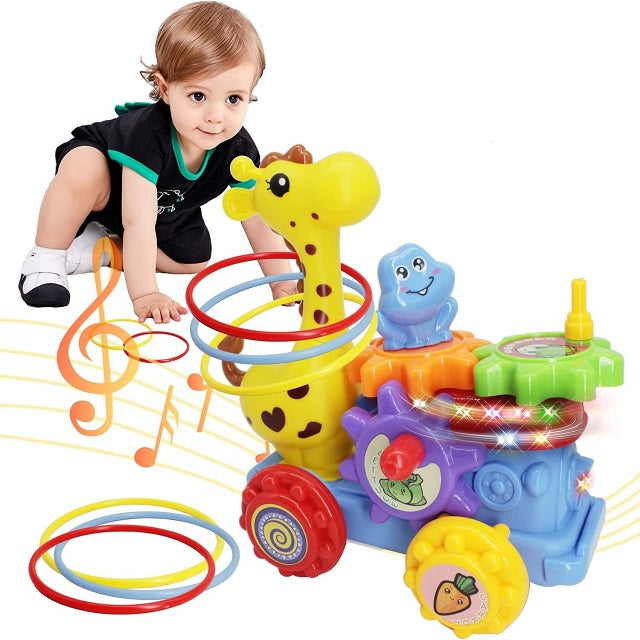 Musical Giraffe With Lights Rotating Gear & Ring Throwing Game