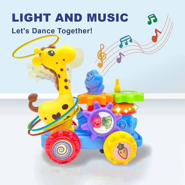 Musical Giraffe With Lights Rotating Gear & Ring Throwing Game