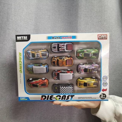 Die-Cast Metal Cars Multicolours Models-Pack Of 10