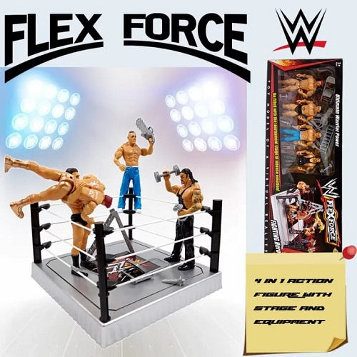 WWE Wrestling Stage Fighting Ring With 4 Action Figures