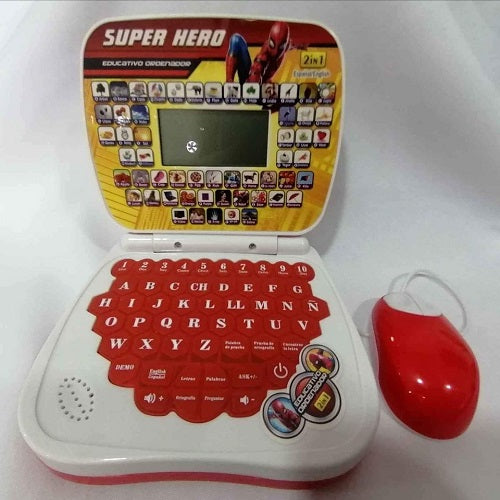 2 IN 1 Spider Theme Multiple Functional Educational Laptop With Mouse