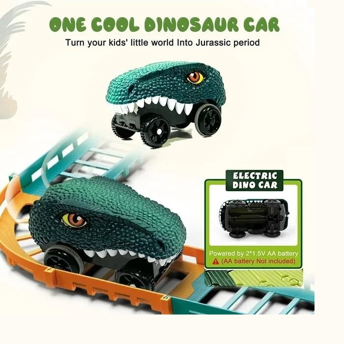 Dinosaur Theme Electric Racing DIY Dino Head Car Track