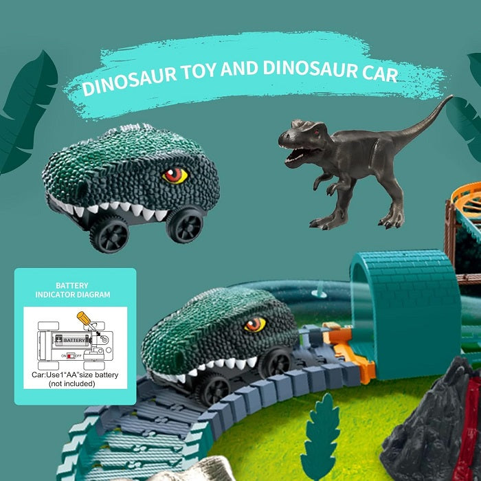 Dinosaur Theme Electric Racing DIY Dino Head Car Track