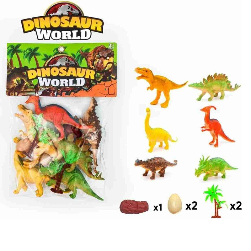 Dinosaur World Animals Set Of 11 Pcs With Tree & Eggs