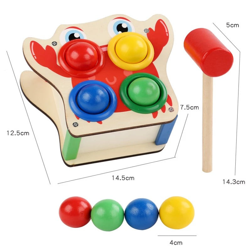 Wooden Color Matching Knock The Ball With Hammer & Balls