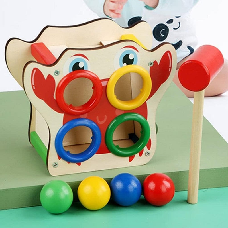 Wooden Color Matching Knock The Ball With Hammer & Balls