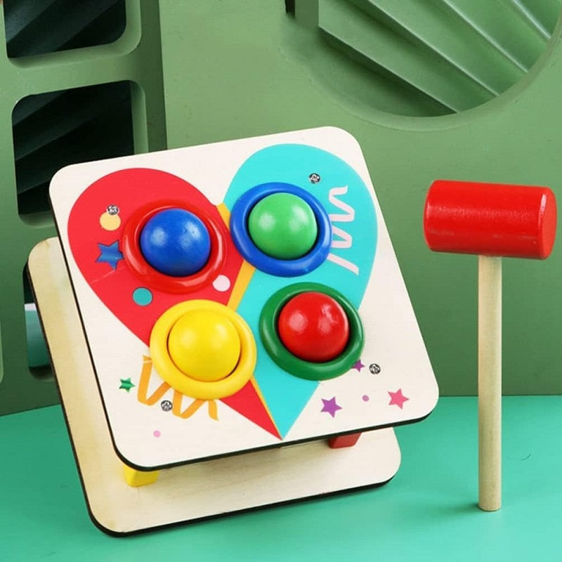 Wooden Color Matching Knock The Ball With Hammer & Balls