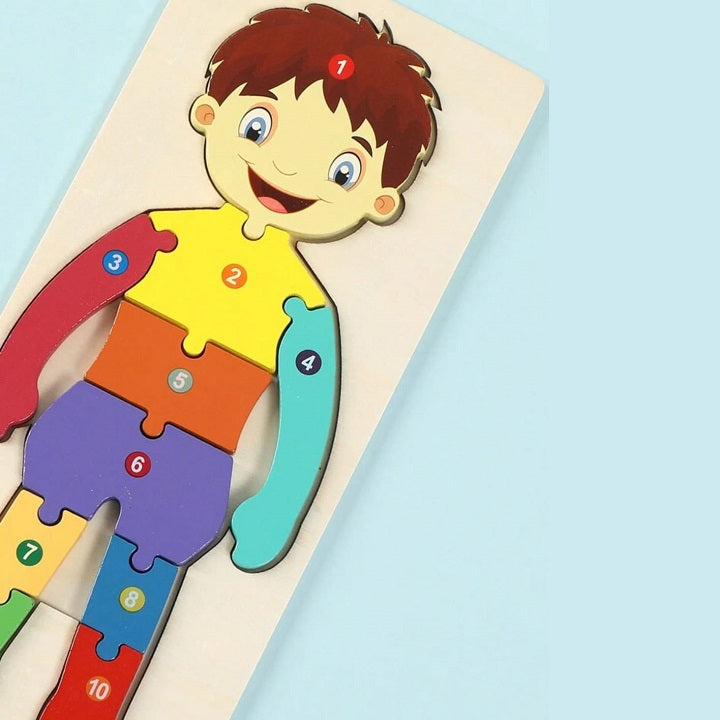 Wooden 3D Multicolor Jigsaw Boy Puzzle Board With Numbers