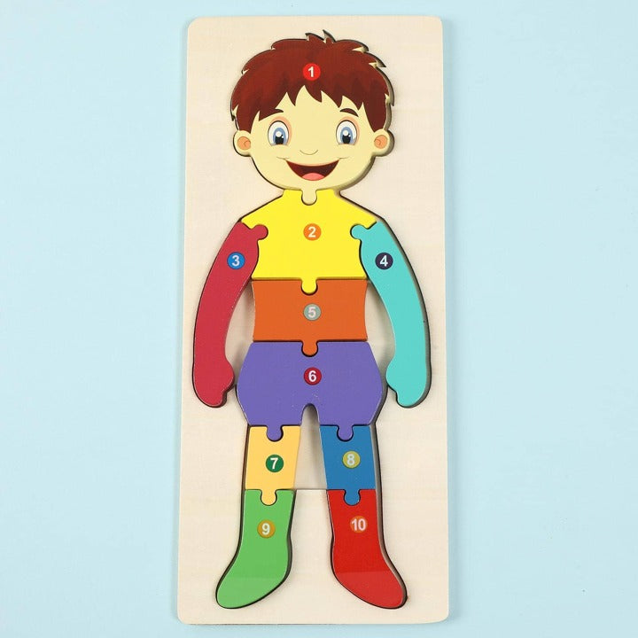 Wooden 3D Multicolor Jigsaw Boy Puzzle Board With Numbers