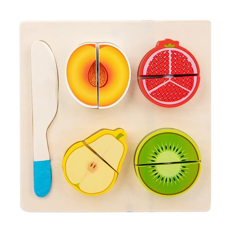 Wooden 3D Fruits Cutting Puzzle Sorting Educational Board