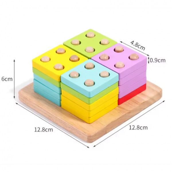 Wooden Logic Square Montessori Building Blocks Assembling Toy