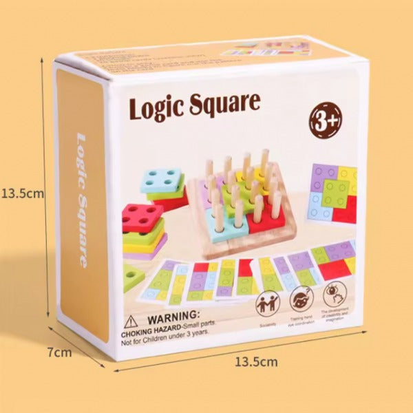 Wooden Logic Square Montessori Building Blocks Assembling Toy