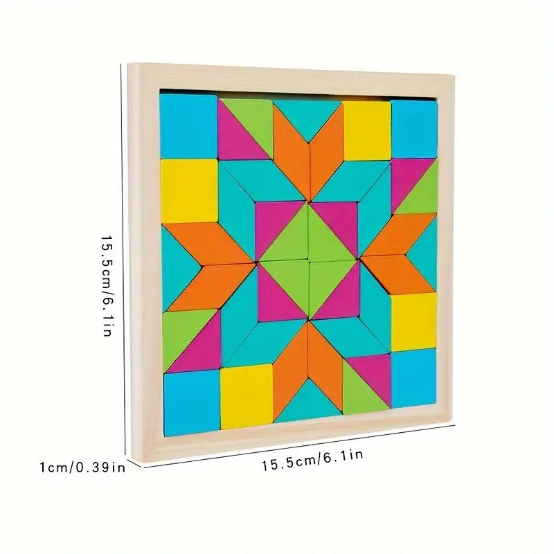 Wooden Geometrical Tangram Puzzle Creative Pattern Board