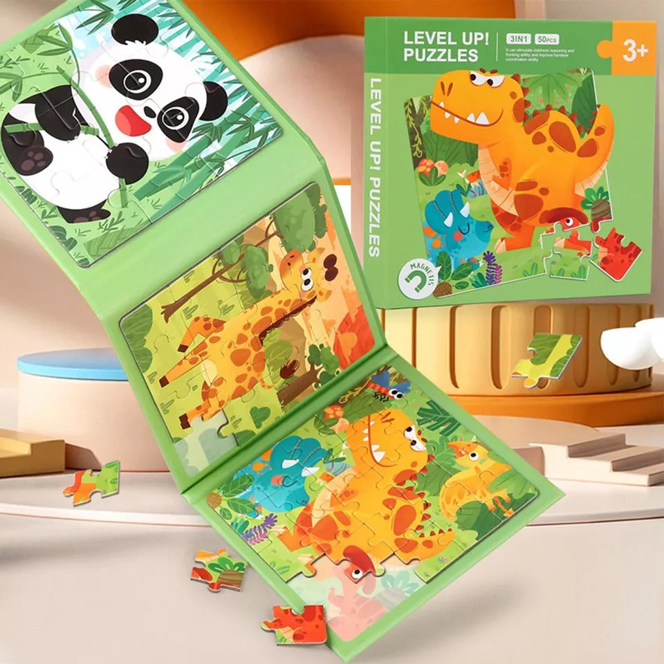 Wooden Magnetic Animal Pattern Jigsaw Puzzle Creative Book