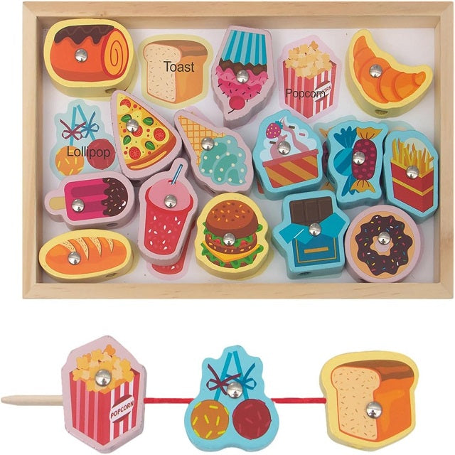 Wooden Magnetic Fast Food Fishing & Threading Educational Activity