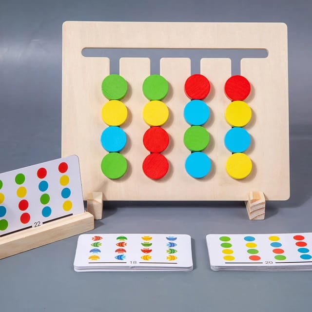 Wooden 4 Colors & Fishes Matching Logic Educational Game