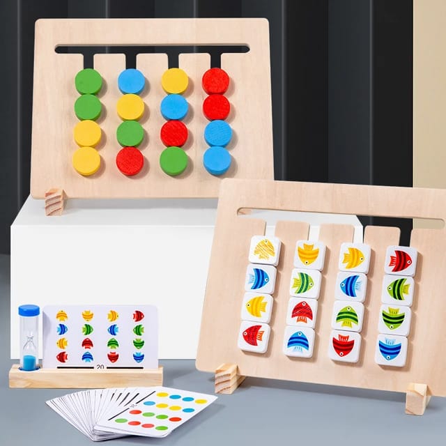 Wooden 4 Colors & Fishes Matching Logic Educational Game