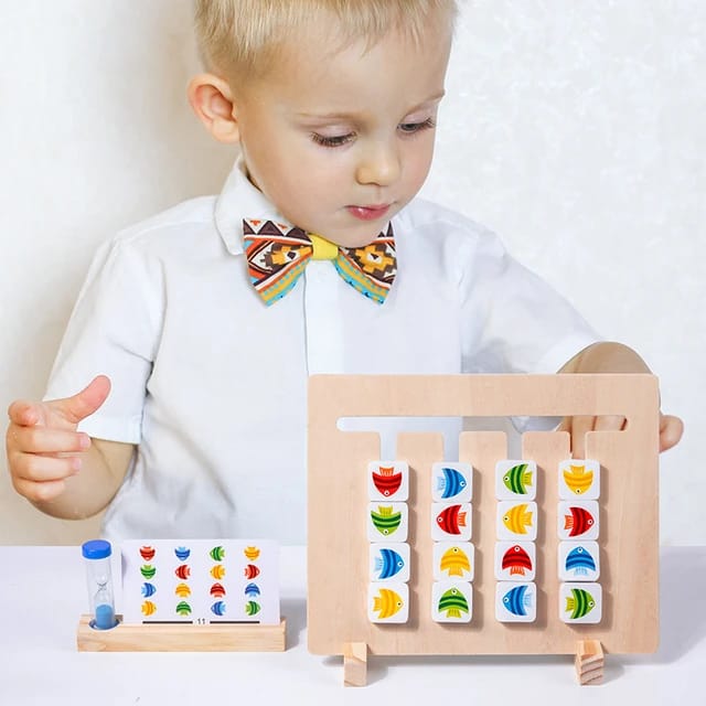 Wooden 4 Colors & Fishes Matching Logic Educational Game