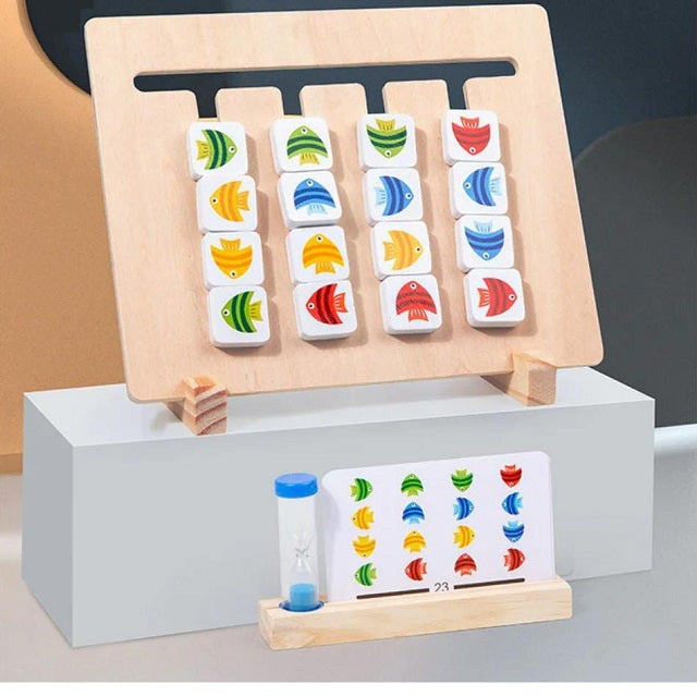 Wooden 4 Colors & Fishes Matching Logic Educational Game