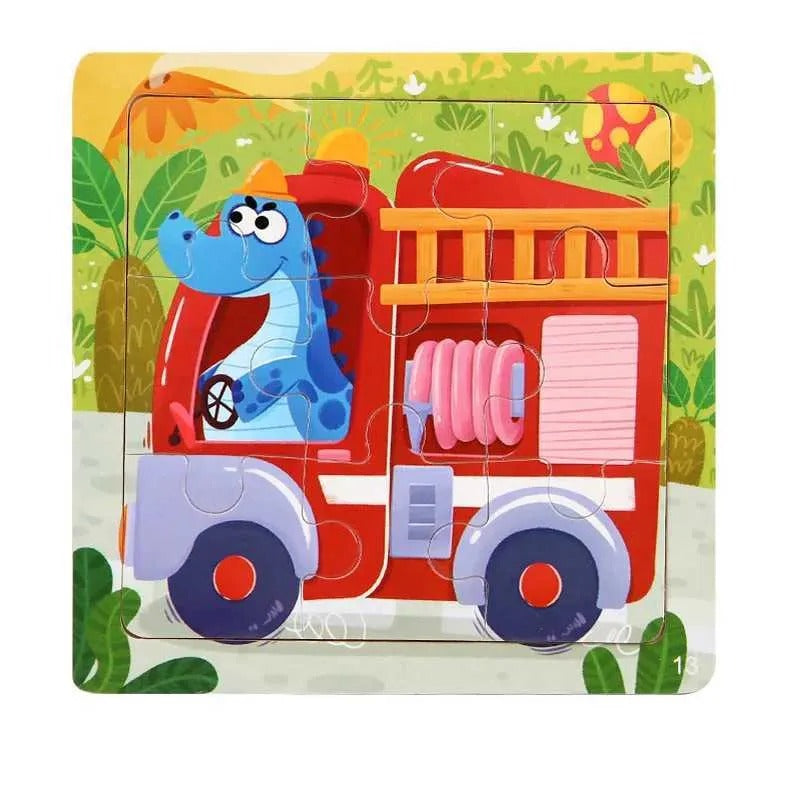 Wooden Magnetic Dinosaur Transport Jigsaw Puzzle Creative Book