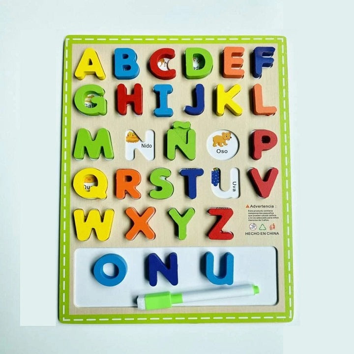 Wooden 3D Multicolor Capital ABC Sorting Board