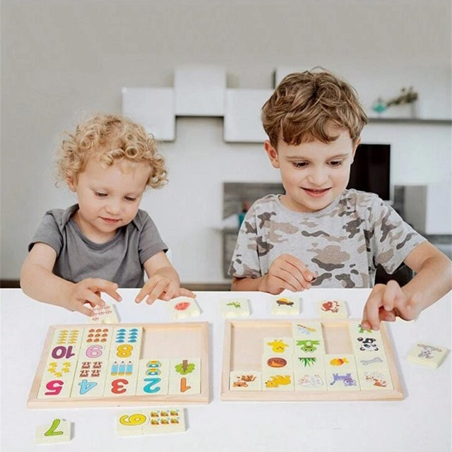 Wooden 1-10 Numbers With Picture Puzzle Jigsaw Sorting Board