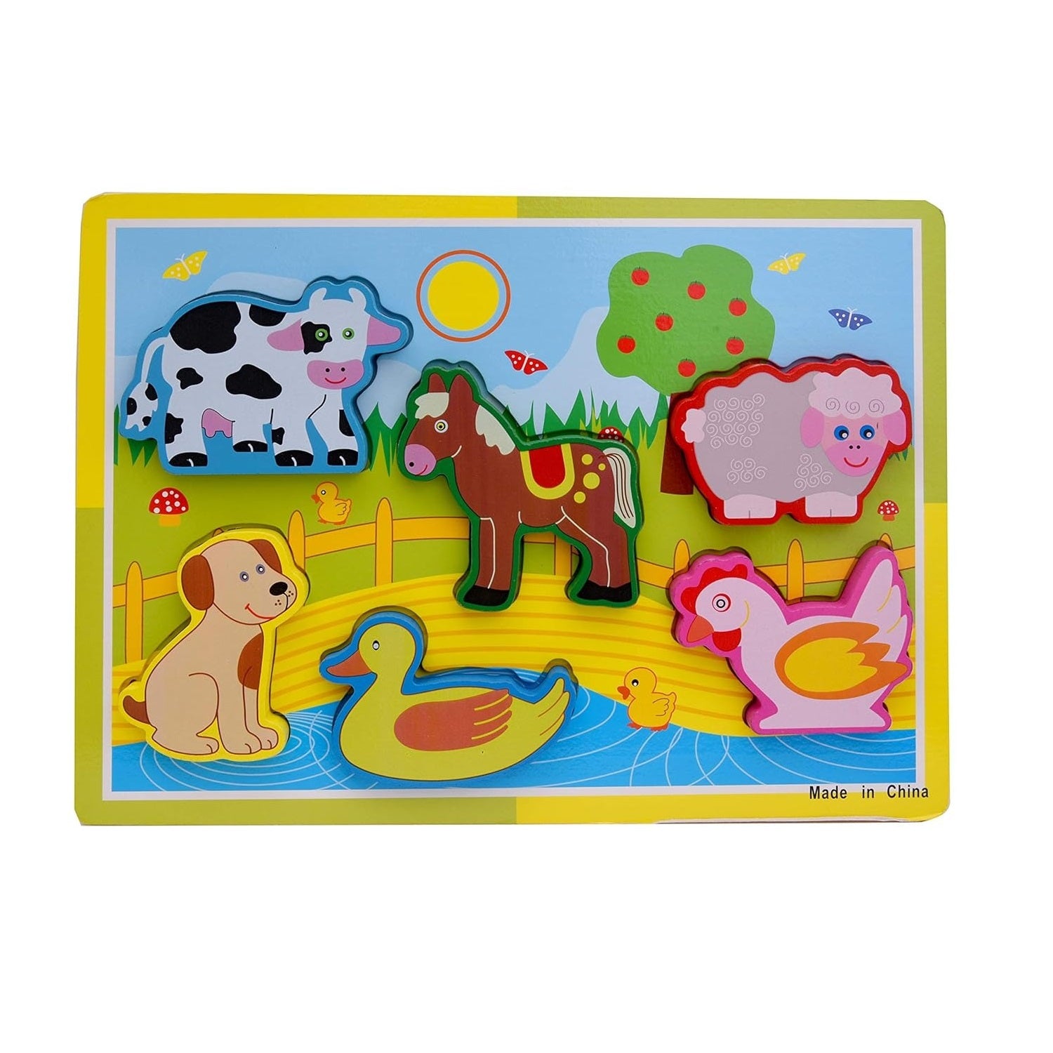 Wooden 3D Farm Animal Puzzle Sorting Educational Board