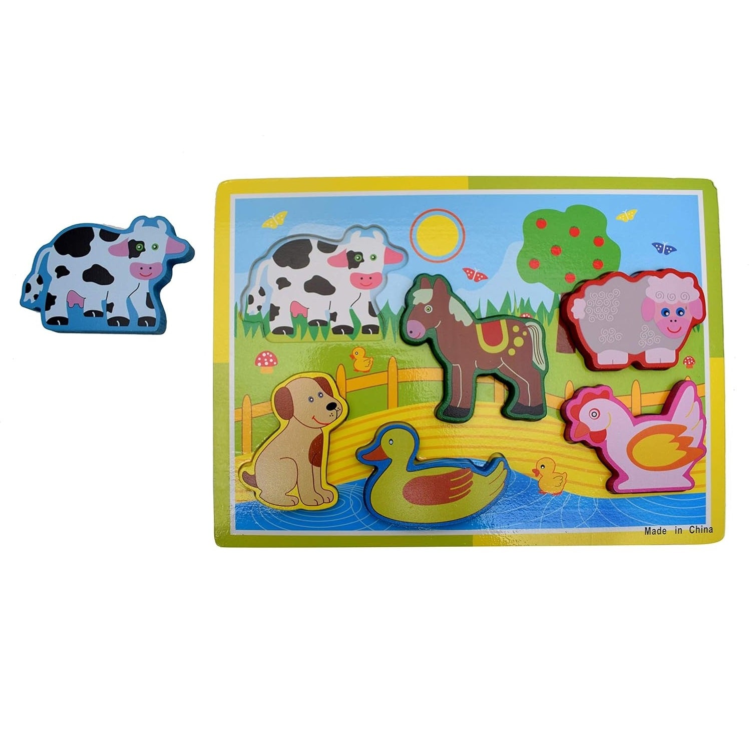 Wooden 3D Farm Animal Puzzle Sorting Educational Board