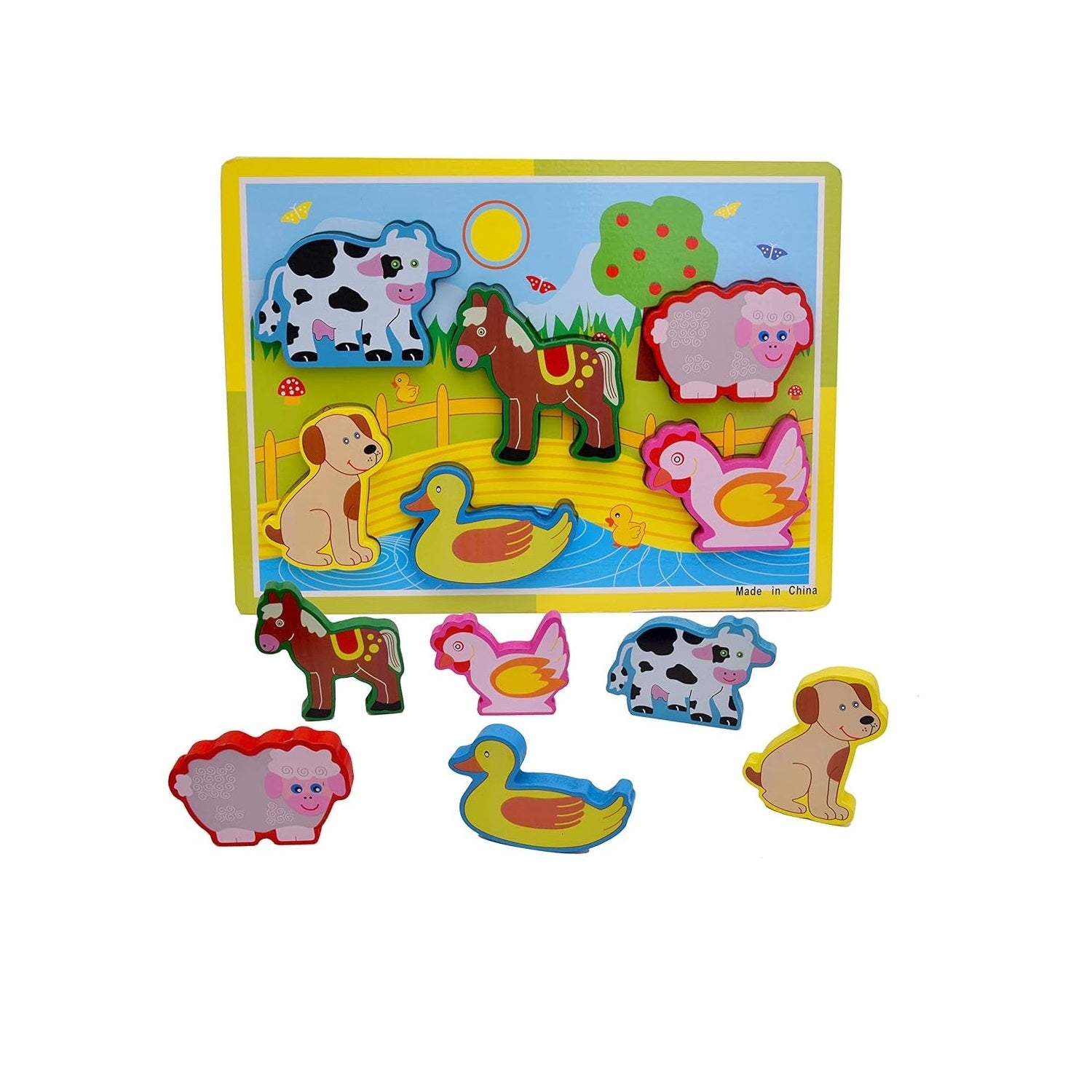 Wooden 3D Farm Animal Puzzle Sorting Educational Board