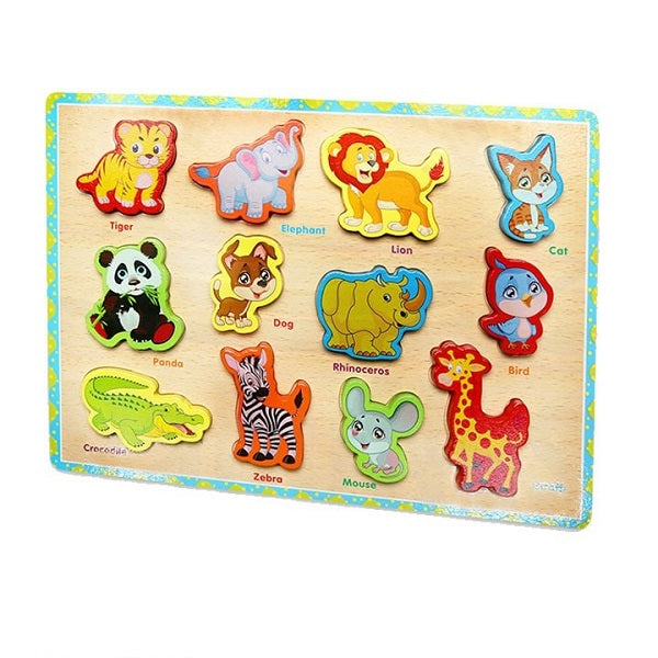 Wooden 3D Wild Animal Puzzle Sorting Educational Board