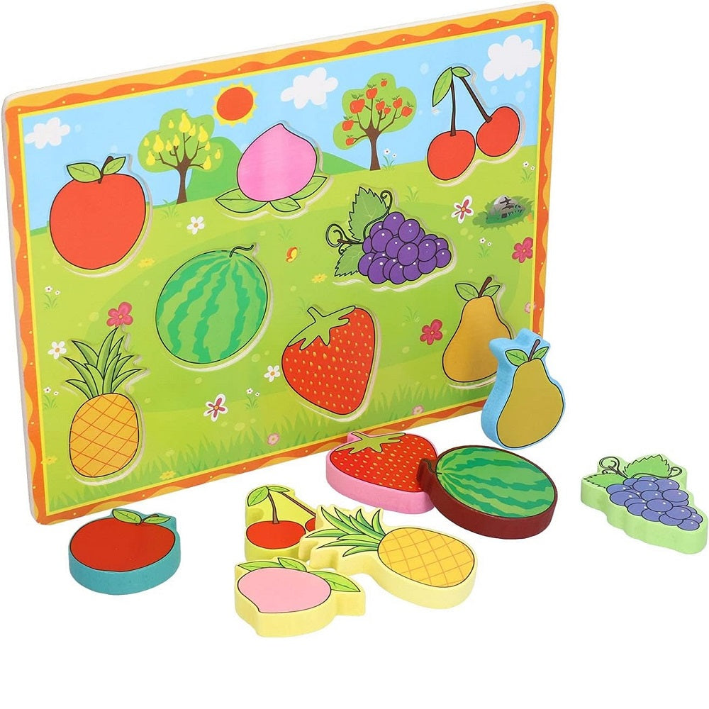 Wooden 3D Fruits Puzzle Sorting Educational Board