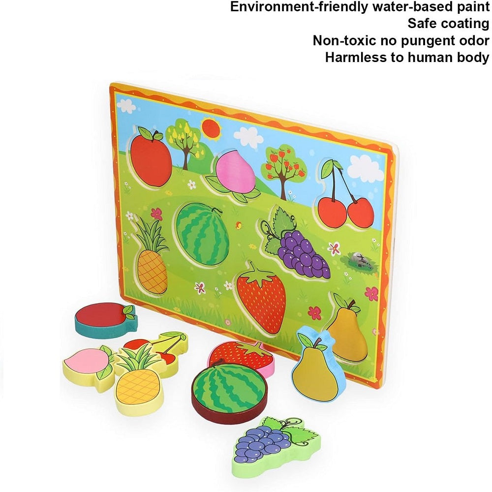 Wooden 3D Fruits Puzzle Sorting Educational Board