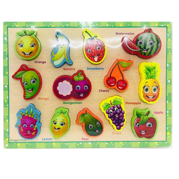 Wooden 3D Fruits Puzzle Sorting Educational Board