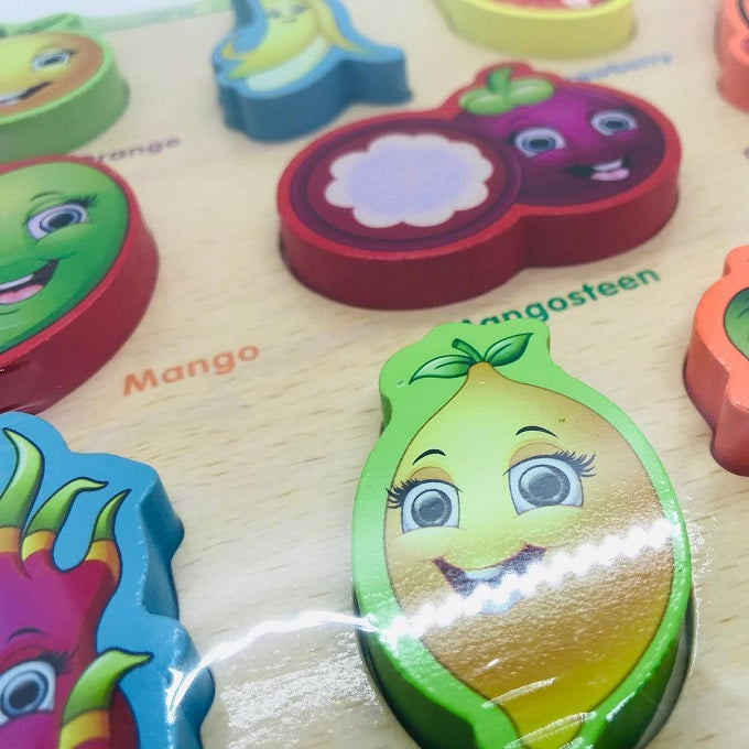 Wooden 3D Fruits Puzzle Sorting Educational Board