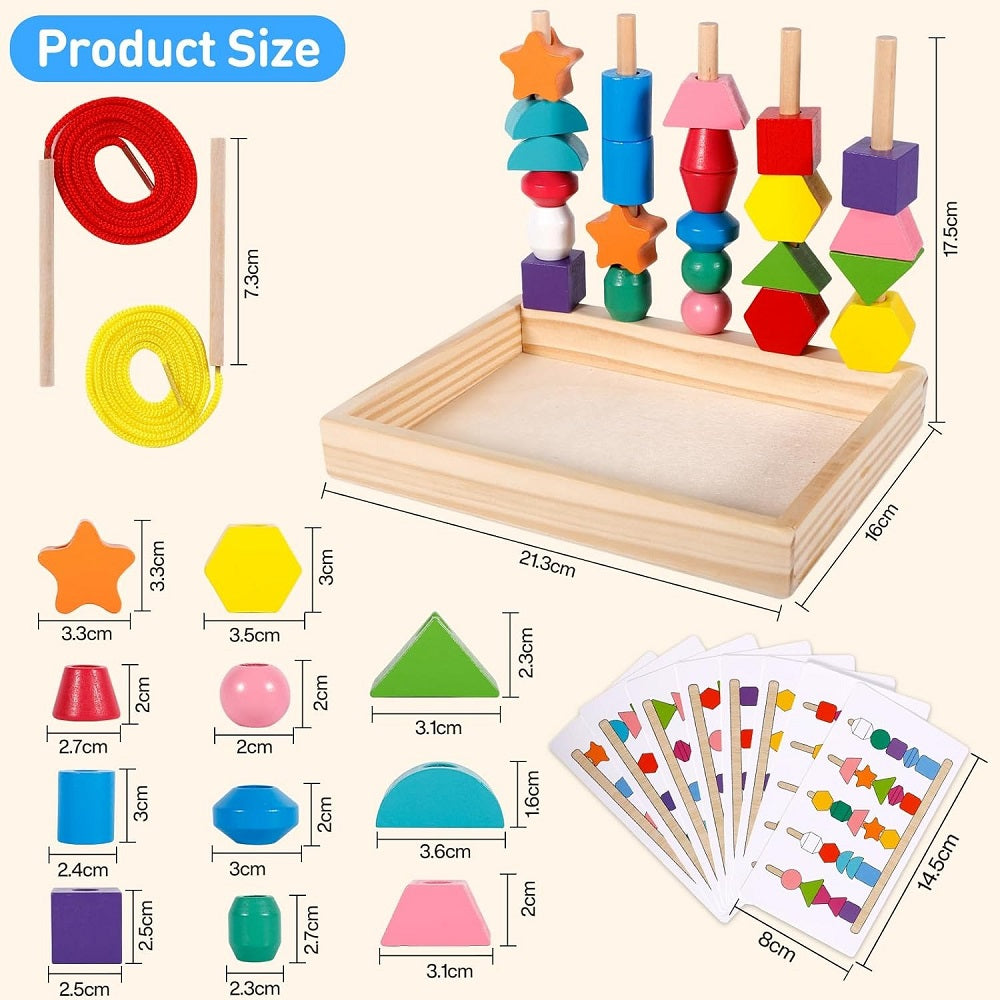 Wooden Montessori Five Set Of Column Beaded Boxes & Colour Matching