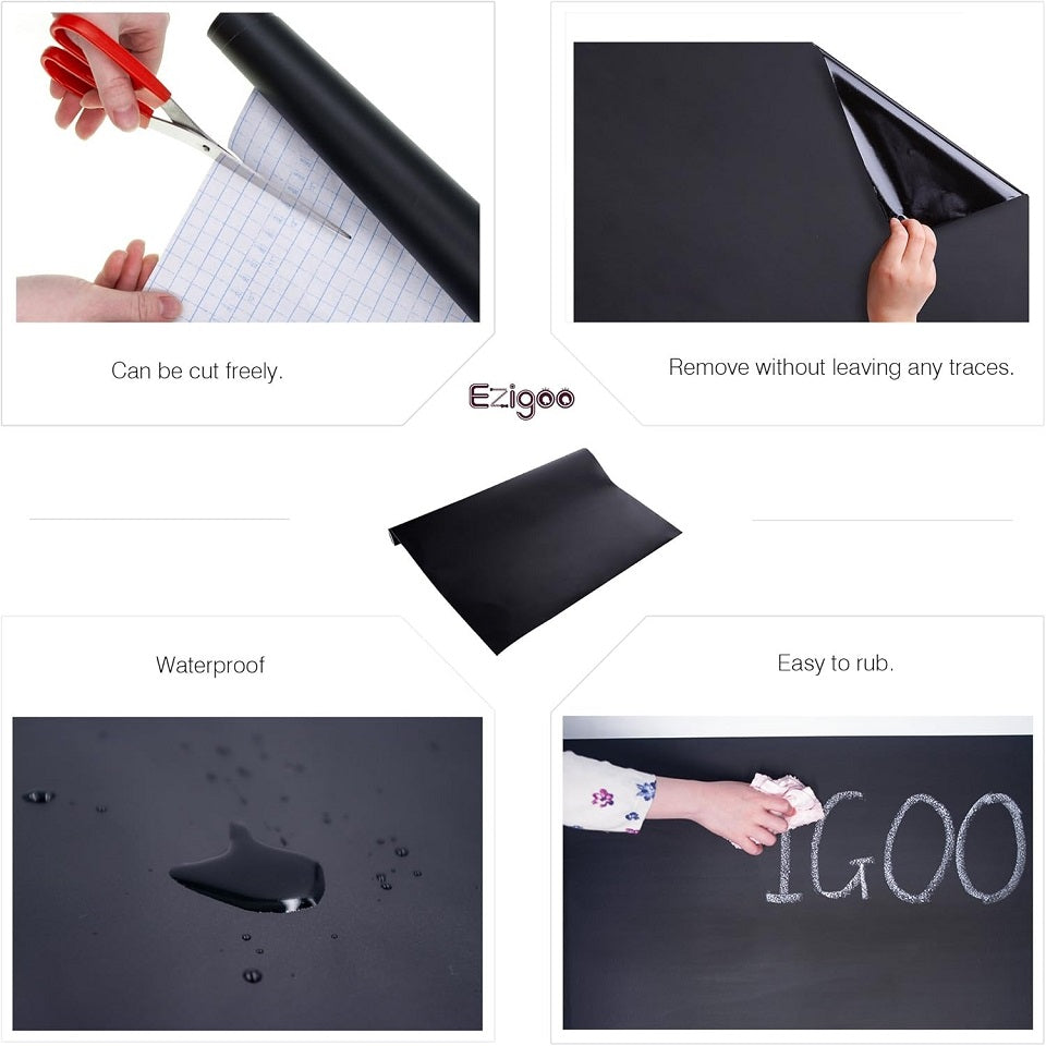 Black & White Board Wall Sticker With Chalk & Marker