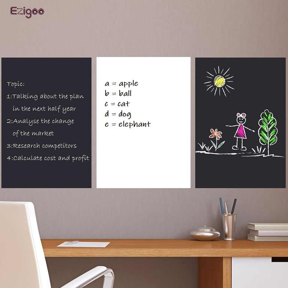 Black & White Board Wall Sticker With Chalk & Marker
