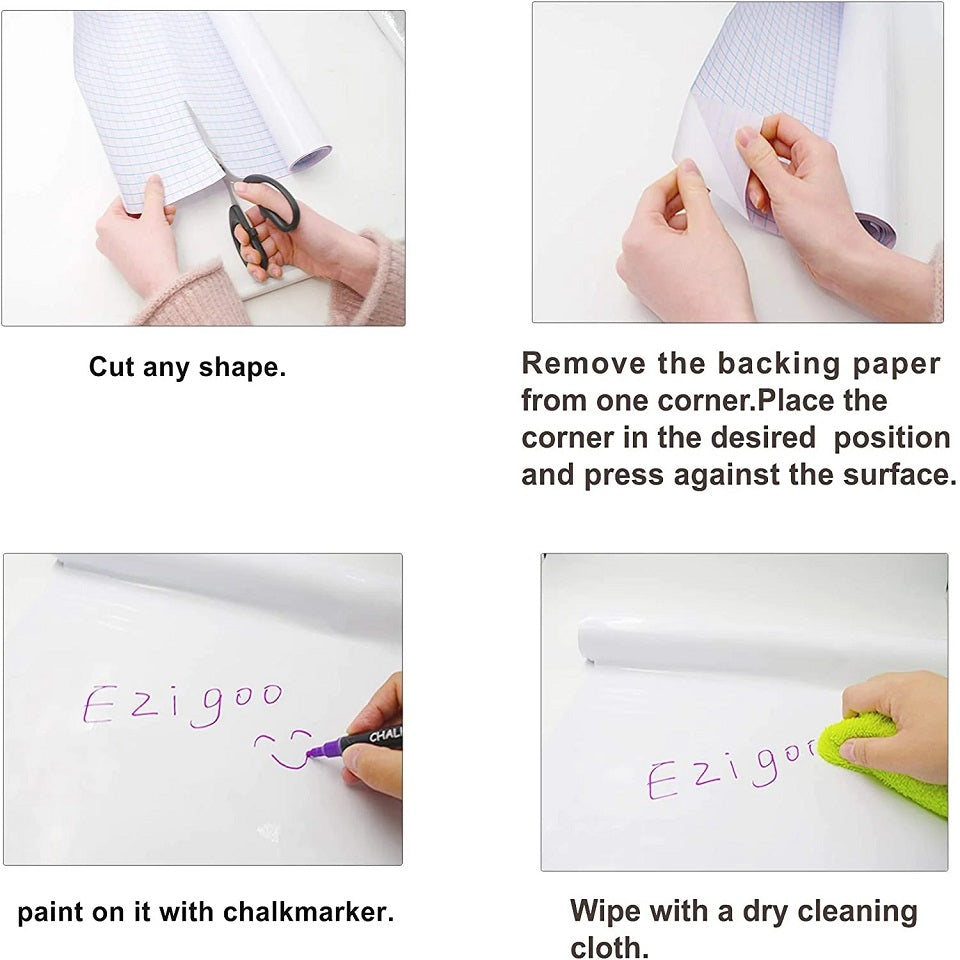 Black & White Board Wall Sticker With Chalk & Marker