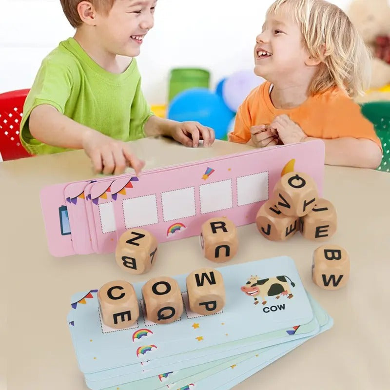 Wooden English Alphabet Dice Pairing Educational Activity Game