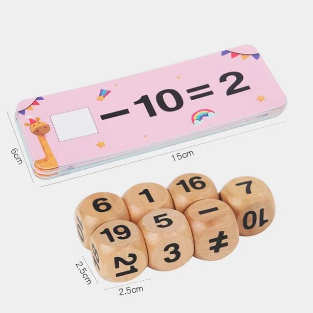 Wooden Math Numbers Dice Pairing Educational Activity Game