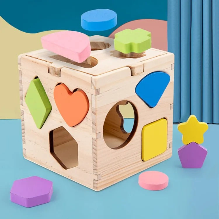 Wooden Geometric Shapes Sorting & Stacking Intelligence Activity Box