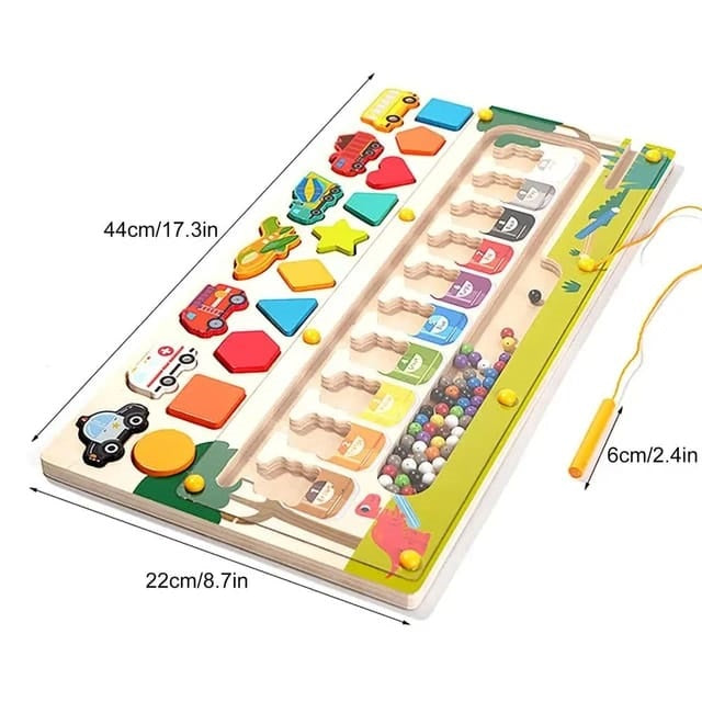 Wooden Magnetic Color Sorting Maze With Vehicle & Shape Matching Activity