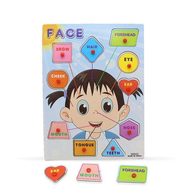 Wooden Face Parts Sorting Peg Puzzle Pin Board