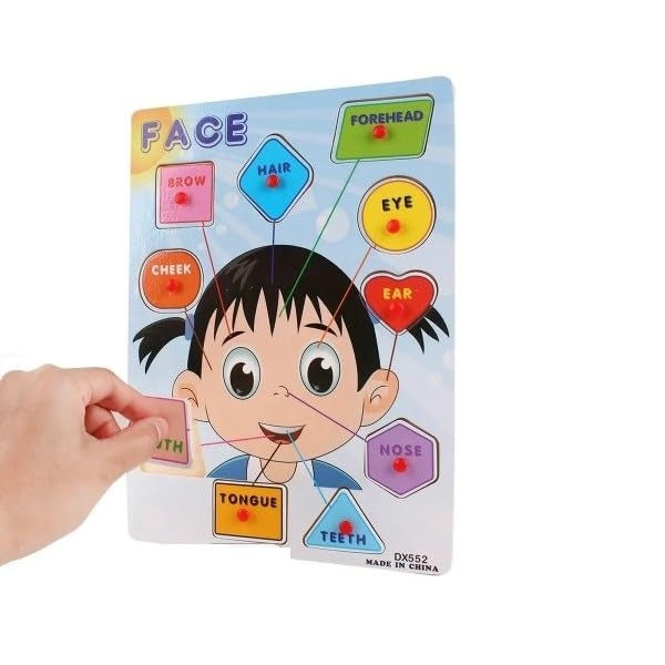 Wooden Face Parts Sorting Peg Puzzle Pin Board