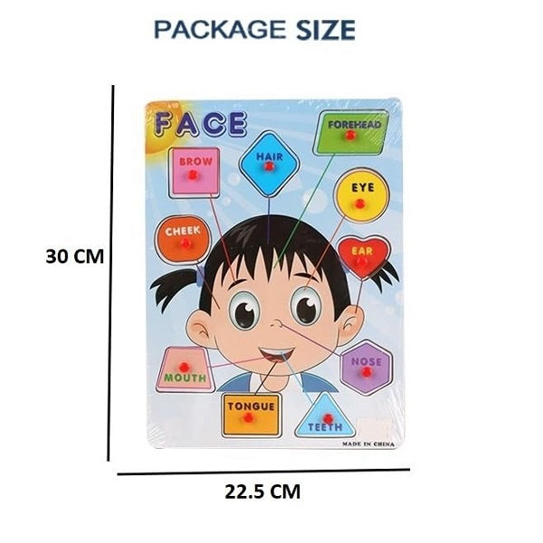 Wooden Face Parts Sorting Peg Puzzle Pin Board