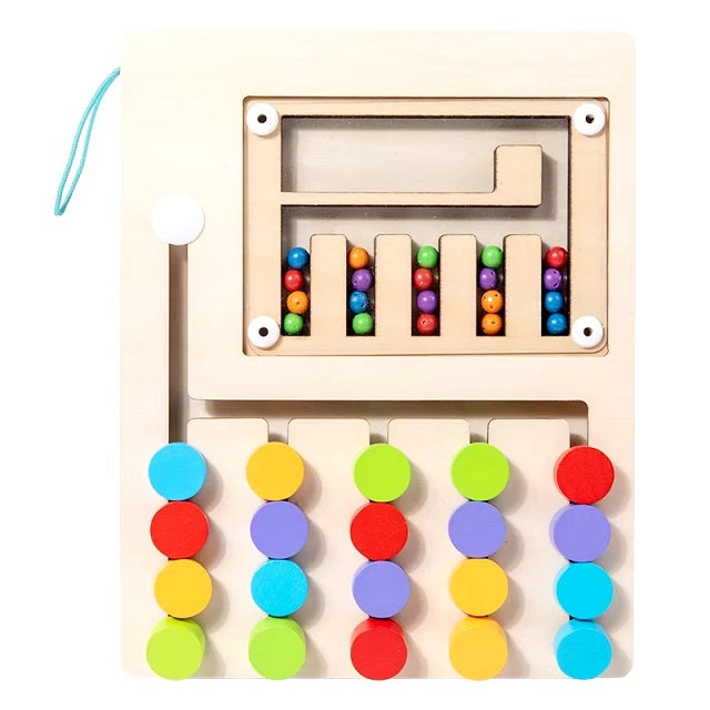 Wooden Magnetic Multicolour Beads & 5 Colour Matching Puzzle Board