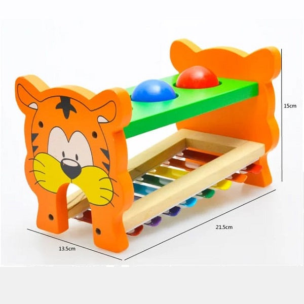 Wooden 2 IN 1 Tiger Theme Knocked The Ball With Xylophone