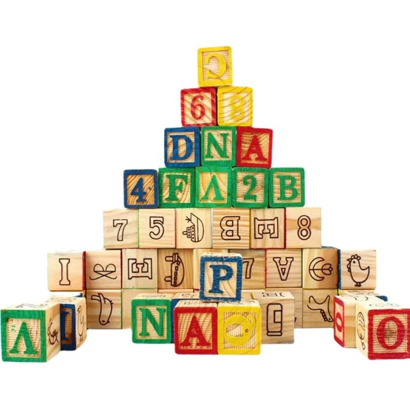 Wooden Montessori Cubes Building Blocks Stacking Game With Different Patterns